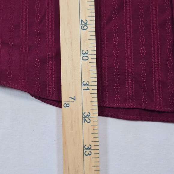 VTG Ely Cattleman Mens XL Burgundy Western Shirt Long Sleeve Striped Pearl Snap - Picture 6 of 9